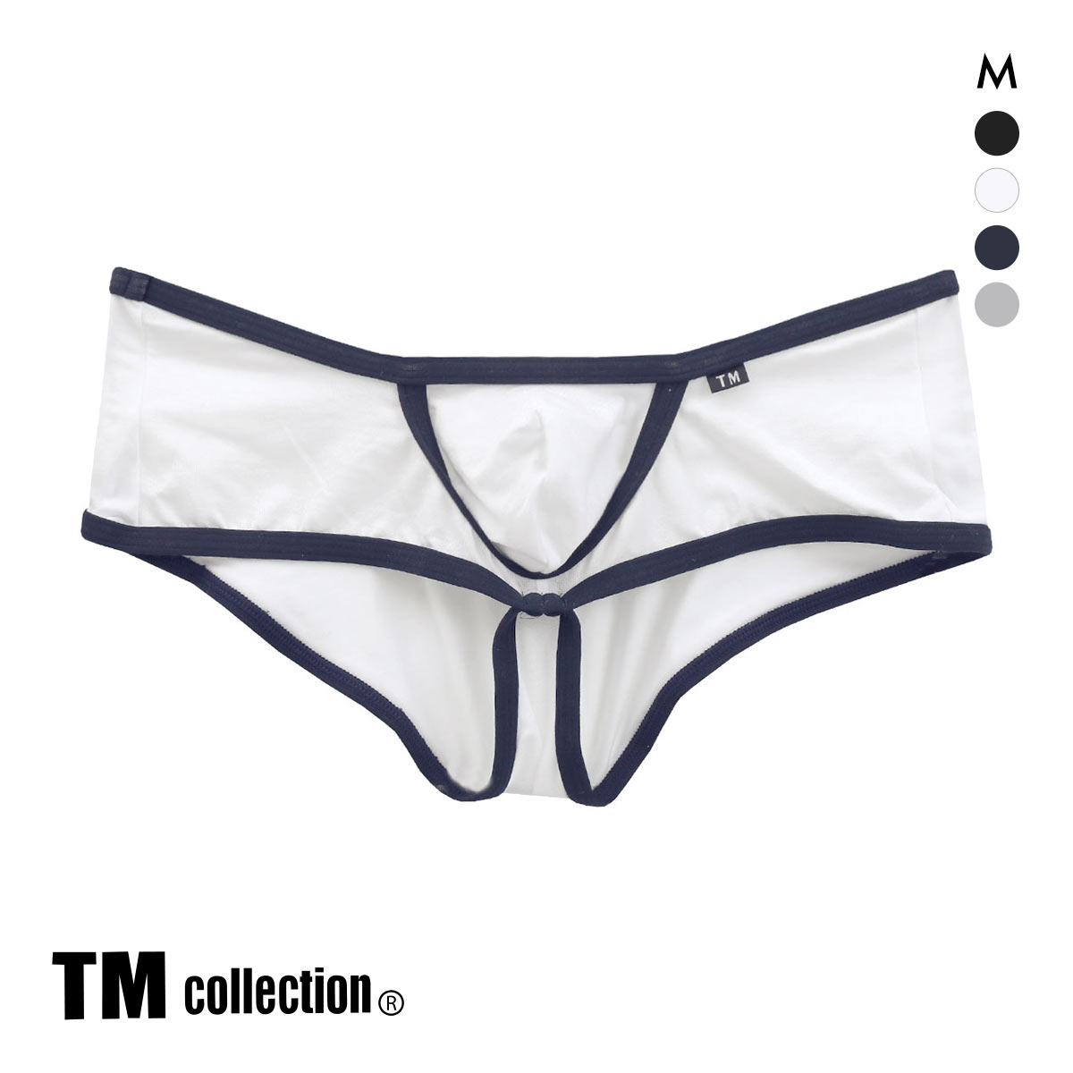ティーエム コレクション Lyocell カップぷっくり low-rise Boxer ローライズボクサーパンツ M メンズ 前とじ セクシー(WH-ホワイト-M)