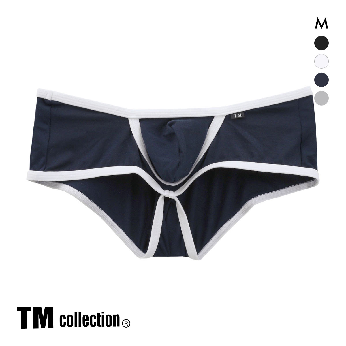 ティーエム コレクション Lyocell カップぷっくり low-rise Boxer ローライズボクサーパンツ M メンズ 前とじ セクシー(NV-ネイビー-M)