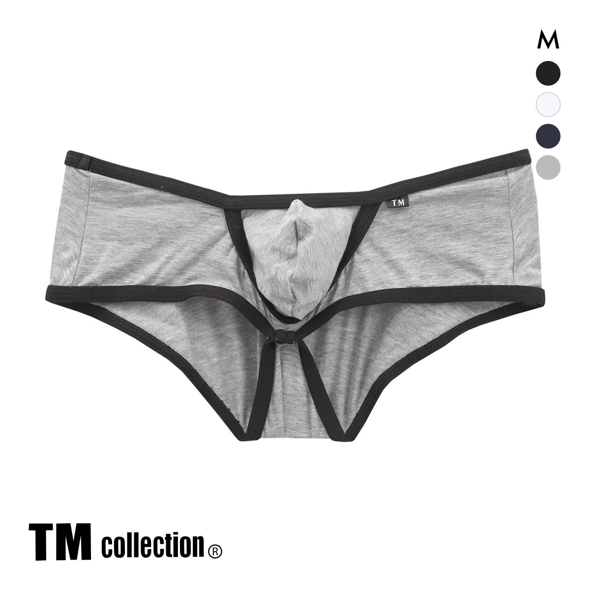ティーエム コレクション Lyocell カップぷっくり low-rise Boxer ローライズボクサーパンツ M メンズ 前とじ セクシー(HGY-杢グレー-M)