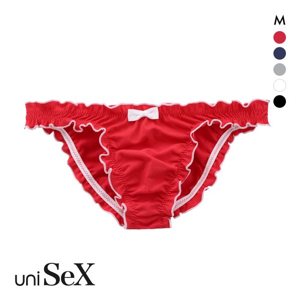 ユニセックス uniSeX コットンベア天 メローフリル フルバック ビキニ ショーツ M ジェンダーレス 男女兼用 TMコレクション