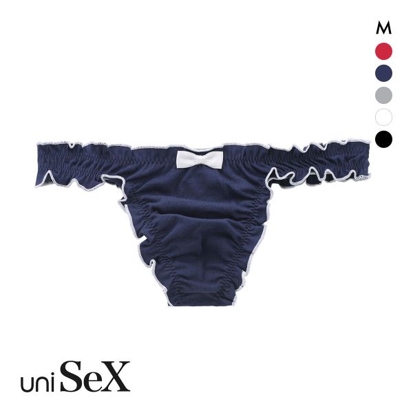 ユニセックス uniSeX コットンベア天 メローフリル Tバック ビキニ ショーツ M ジェンダーレス 男女兼用 TMコレクション レディース メンズ