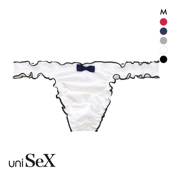 ユニセックス uniSeX コットンベア天 メローフリル Tバック ビキニ ショーツ M ジェンダーレス 男女兼用 TMコレクション レディース メンズ