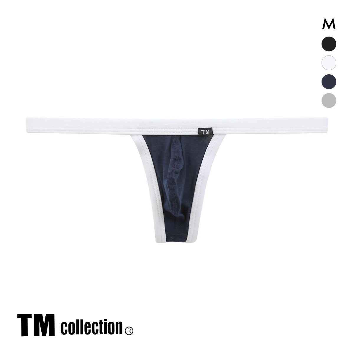 ティーエム コレクション Lyocell Power binding Sporty BIKINI Tバック M メンズ ビキニ ブリーフ セクシー 前閉じ(NV-ネイビー-M)
