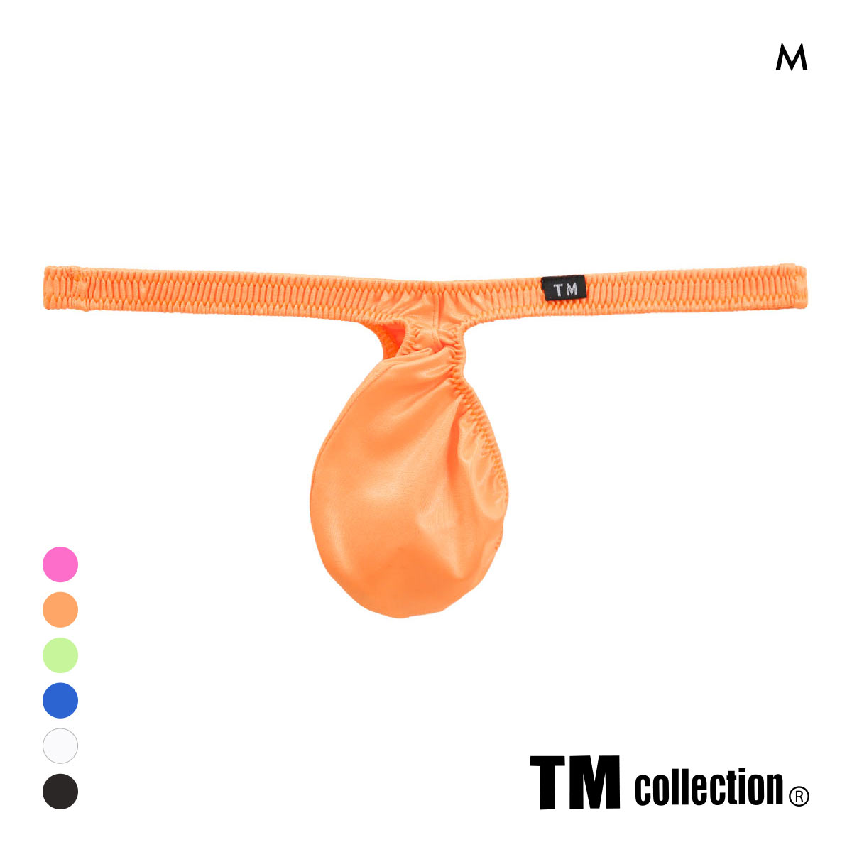 ティーエム コレクション 水着素材 WET もっこりひょうたん Tバック ML 日本製 メンズ 前とじ ビキニブリーフ TM collection(OR-オレンジ-M)