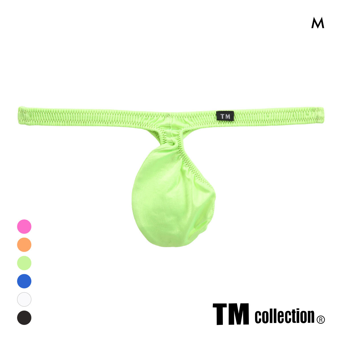 ティーエム コレクション 水着素材 WET もっこりひょうたん Tバック ML 日本製 メンズ 前とじ ビキニブリーフ TM collection(GR-グリーン-M)