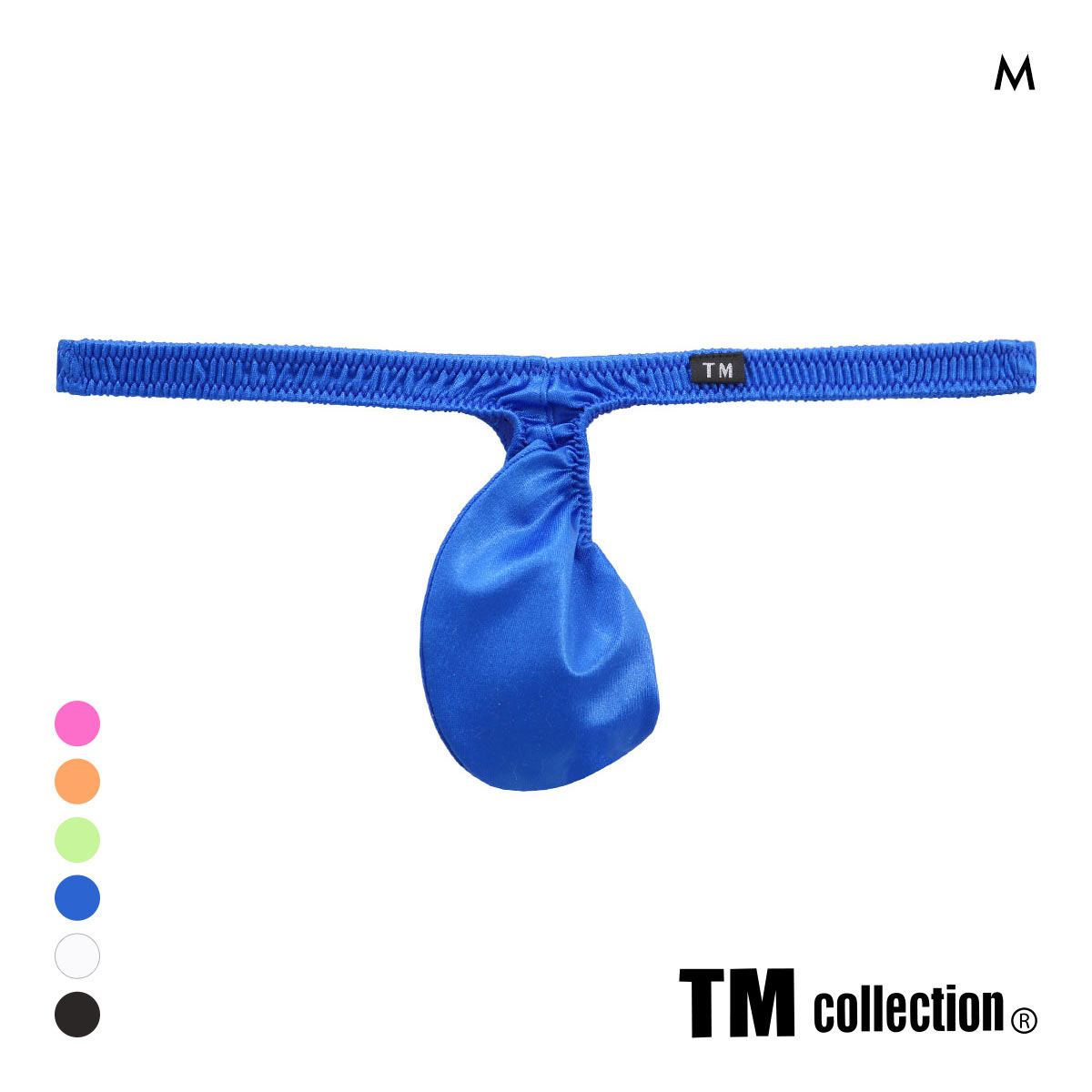 ティーエム コレクション 水着素材 WET もっこりひょうたん Tバック ML 日本製 メンズ 前とじ ビキニブリーフ TM collection(BU-ブルー-M)