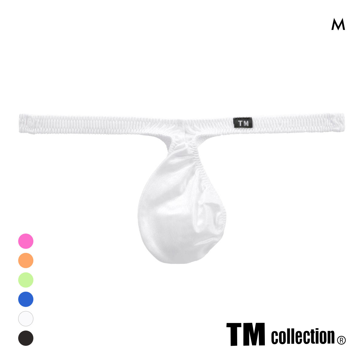 ティーエム コレクション 水着素材 WET もっこりひょうたん Tバック ML 日本製 メンズ 前とじ ビキニブリーフ TM collection(WH-ホワイト-M)