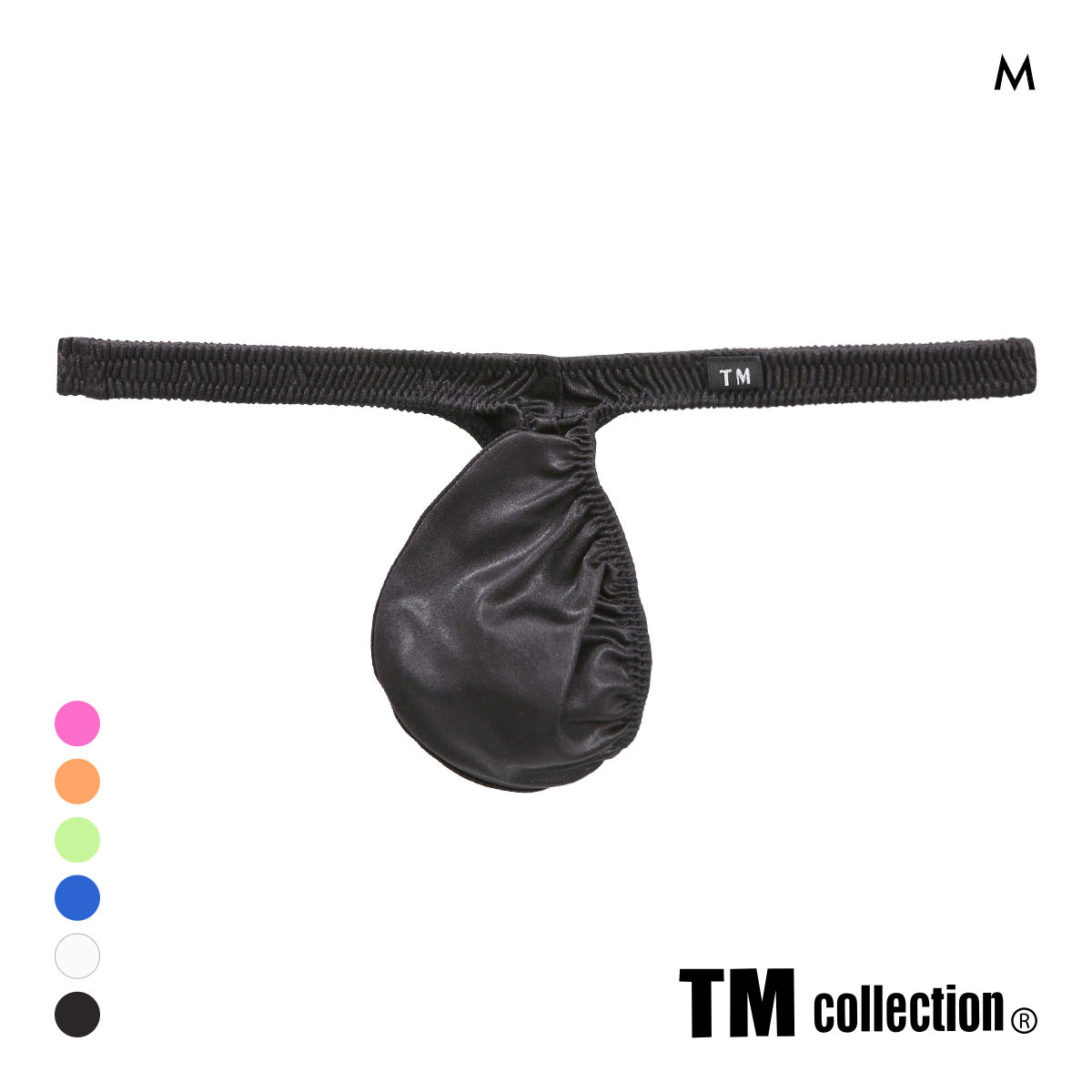 ティーエム コレクション 水着素材 WET もっこりひょうたん Tバック ML 日本製 メンズ 前とじ ビキニブリーフ TM collection(BK-ブラック-M)