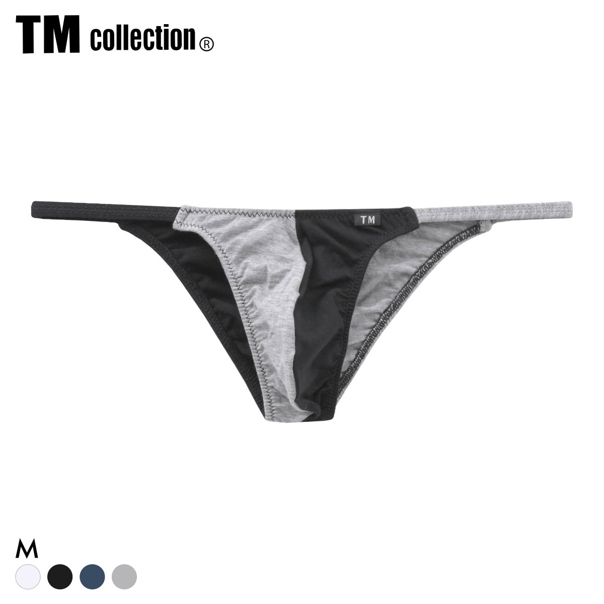 ティーエム コレクション Lyocell side string 2tone HB ハーフバック ビキニ メンズ TM collection(BK-ブラック-M)