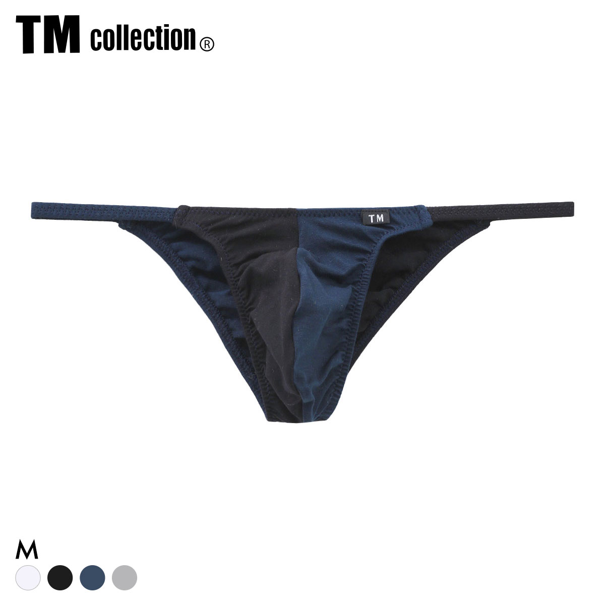 ティーエム コレクション Lyocell side string 2tone HB ハーフバック ビキニ メンズ TM collection(NV-ネイビー-M)