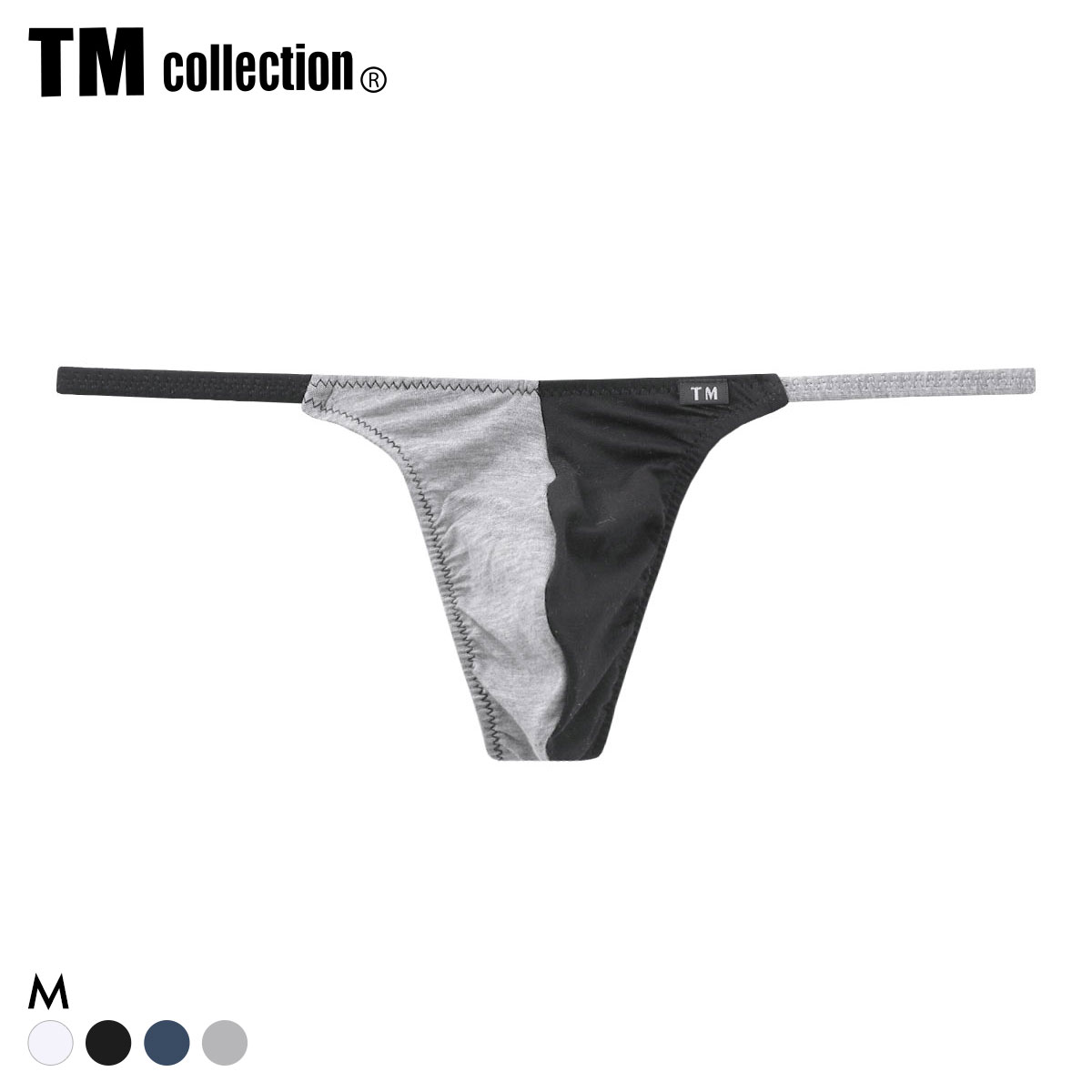 ティーエム コレクション Lyocell side string 2tone TB Tバック ビキニ メンズ TM collection(BK-ブラック-M)