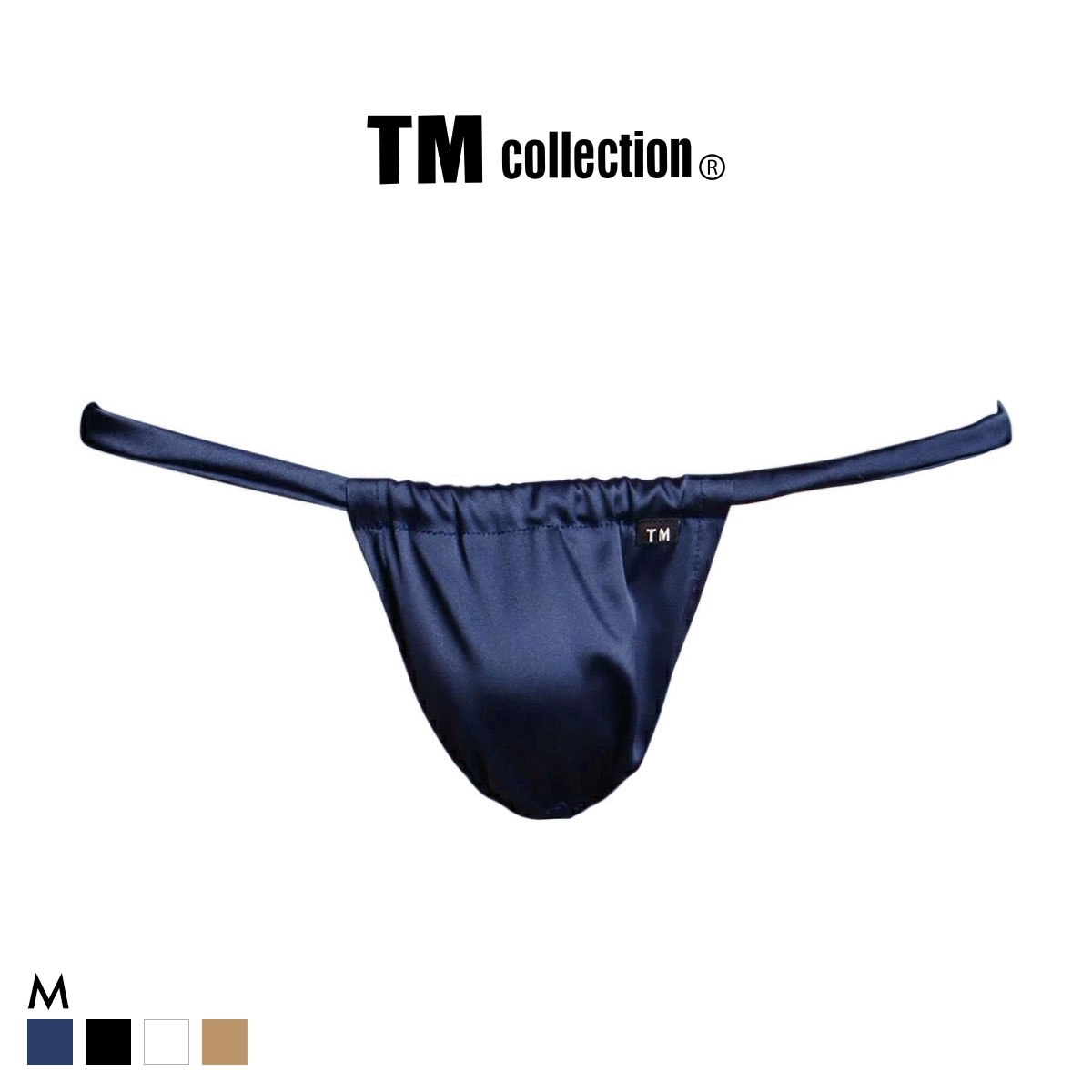 ティーエム コレクション Satin 褌 G-STRING Gストリング Tバック メンズ TM collection 日本製 ふんどし(NV-ネイビー-M)