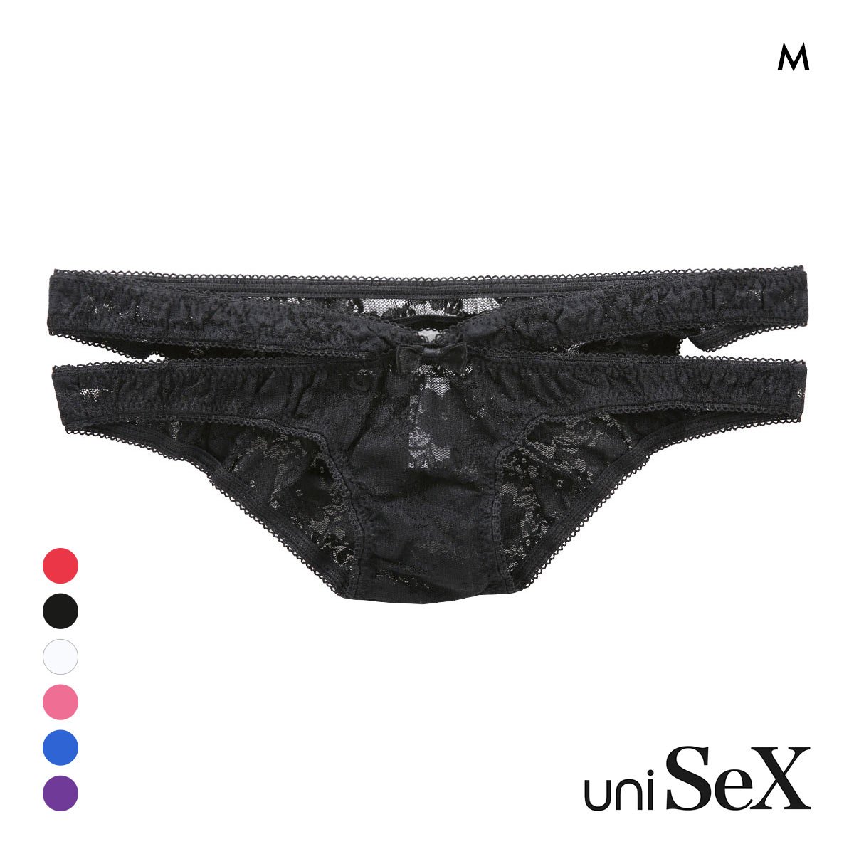 ユニセックス PLAY LACE OPEN HIPショーツ ビキニ ジェンダーレス ユニセックス 男女兼用 TM(BK-ブラック-M)