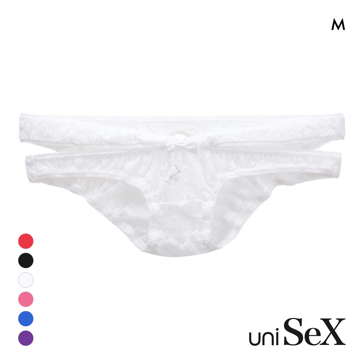 ユニセックス PLAY LACE OPEN HIPショーツ ビキニ ジェンダーレス ユニセックス 男女兼用 TM(WH-ホワイト-M)