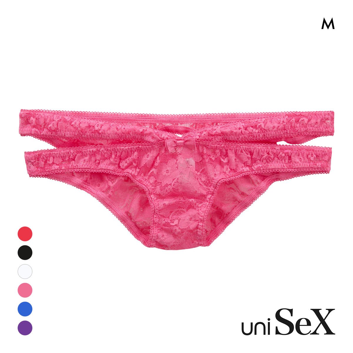 ユニセックス PLAY LACE OPEN HIPショーツ ビキニ ジェンダーレス ユニセックス 男女兼用 TM(PI-ピンク-M)