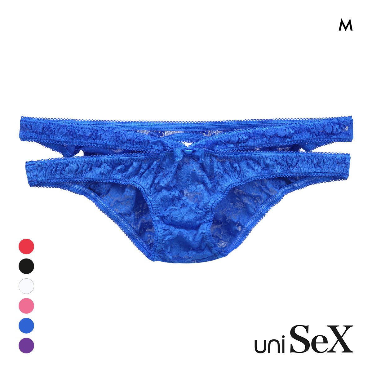 ユニセックス PLAY LACE OPEN HIPショーツ ビキニ ジェンダーレス ユニセックス 男女兼用 TM(BU-ブルー-M)