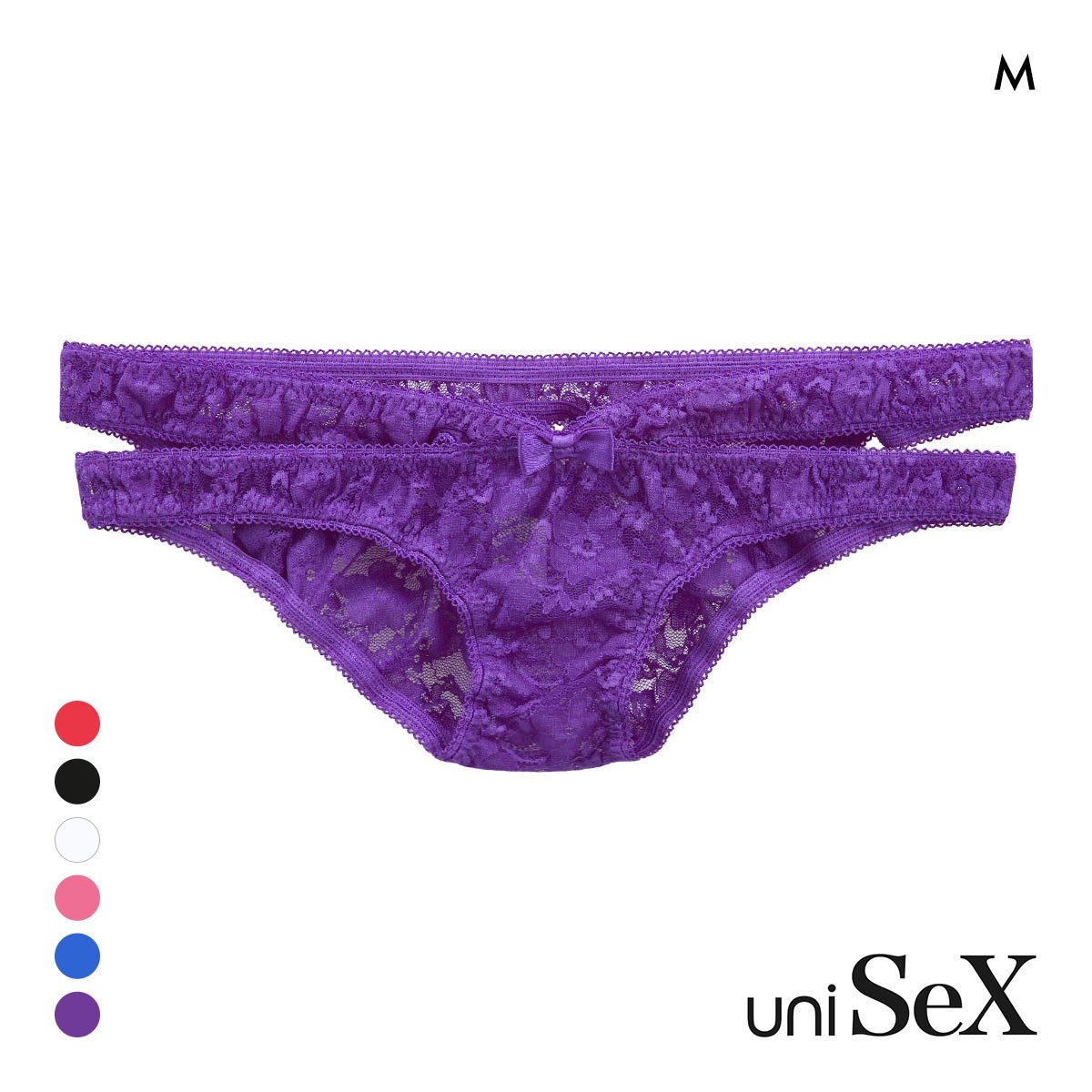 ユニセックス PLAY LACE OPEN HIPショーツ ビキニ ジェンダーレス ユニセックス 男女兼用 TM(PU-パープル-M)