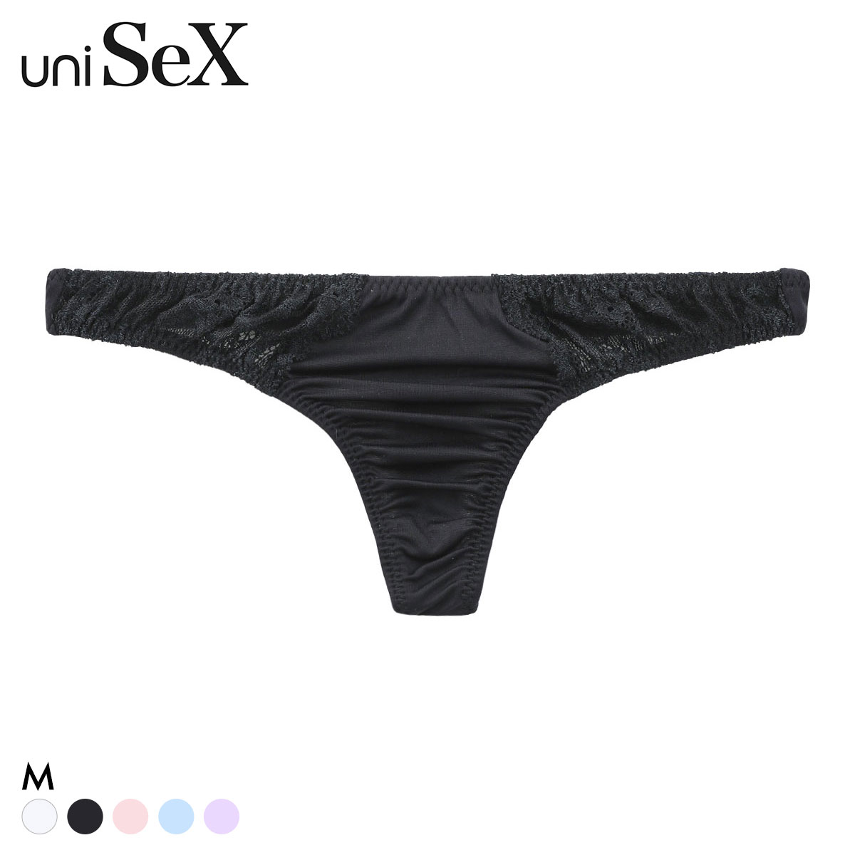 ユニセックス NewT2M2 lace cute TB Tバック ショーツ ジェンダーレス 男女兼用 TM uniSeX(BK-ブラック-M)