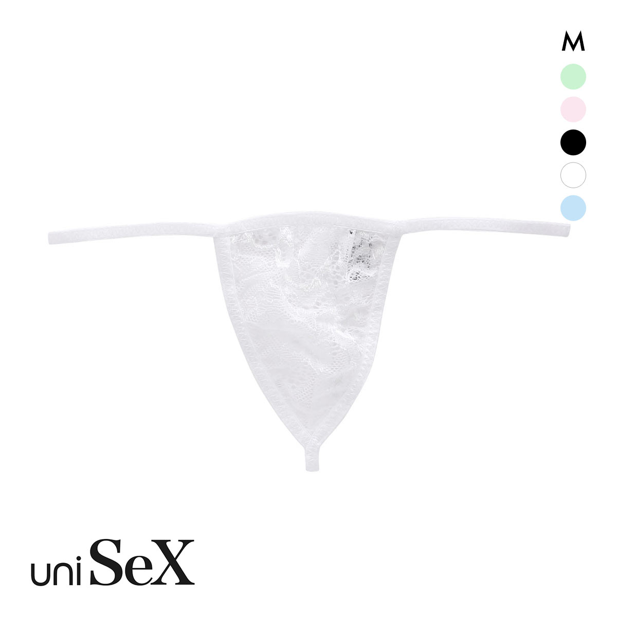 ユニセックス レース マイクロトリム 極小 G-STRING Tバック　ジェンダーレス 男女兼用 TM uniSeX(WH-ホワイト-M)