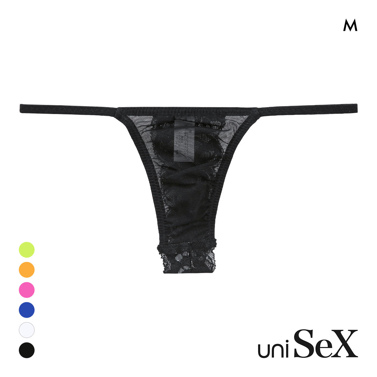 ユニセックス UNISEX Powernet back lace Tバック ジェンダーレス 男女兼用 TM uniSeX(BK-ブラック-M)