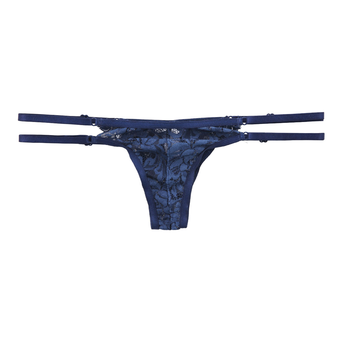 ターキー TURKEY Ladys PLAY エレガントレース × アジャスターストラップ Tバックショーツ M タンガ ビキニ ソング 総レース 単品(NV-ネイビー-M)