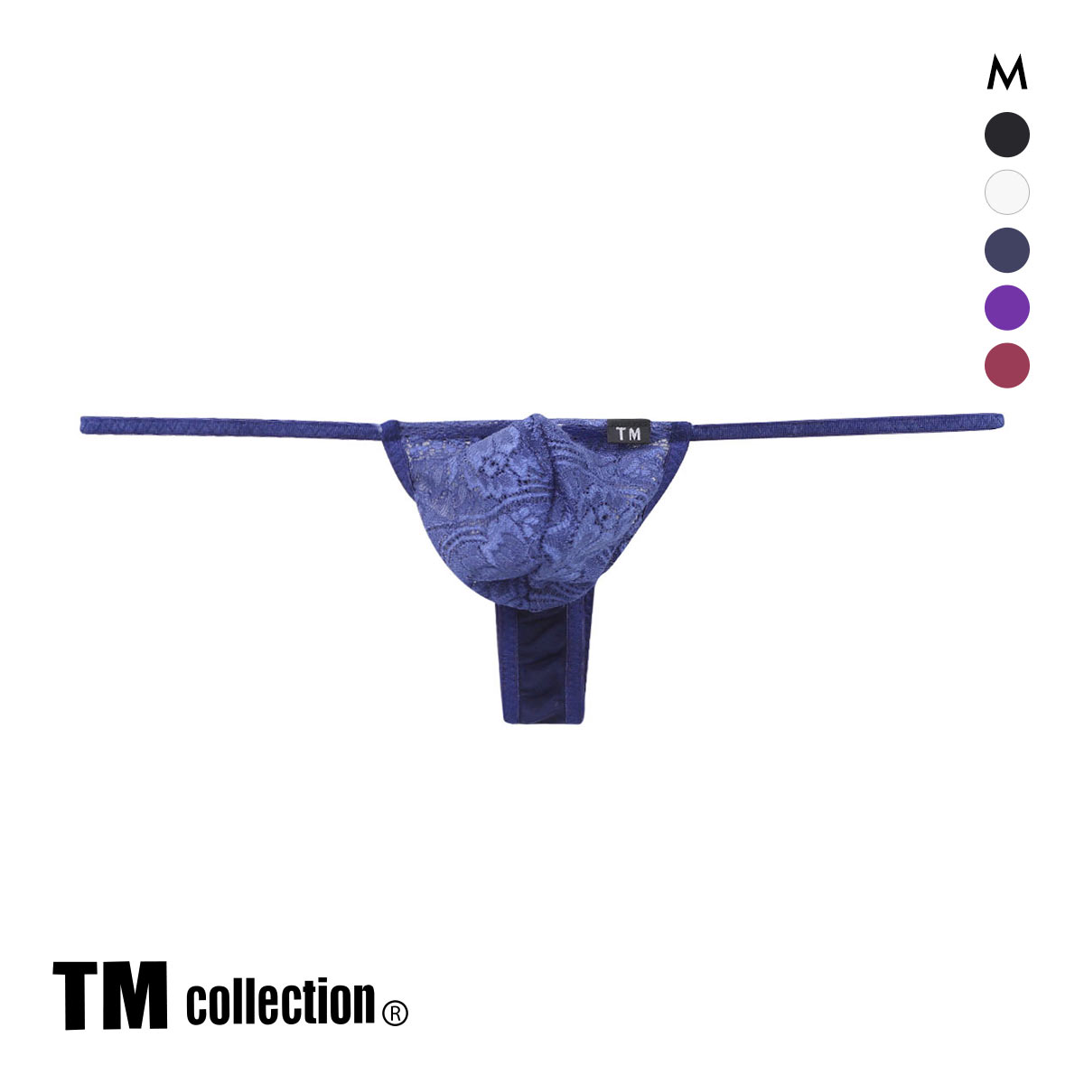 ティーエム コレクション NewT2M2 レースカップぷっくりTバック TM collection コンフォート Tバック ビキニ M(NV-ネイビー-M)