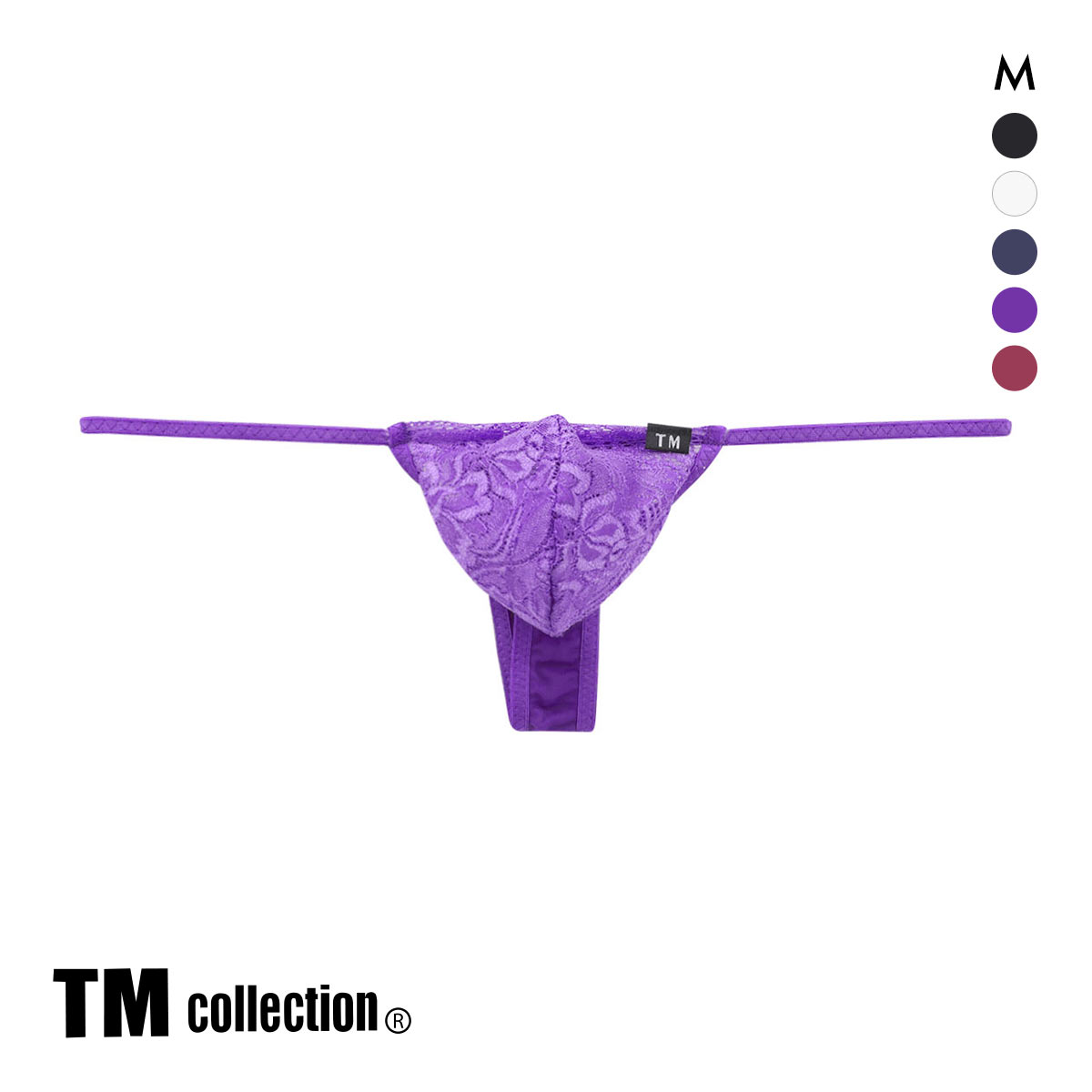 ティーエム コレクション NewT2M2 レースカップぷっくりTバック TM collection コンフォート Tバック ビキニ M(PU-パープル-M)