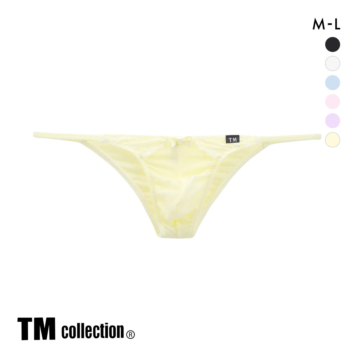ティーエム コレクション SNewT2M2 x Lace cute ハーフバック HB M L 透け 前閉じ メンズ ビキニ セクシー(YE-イエロー-M)