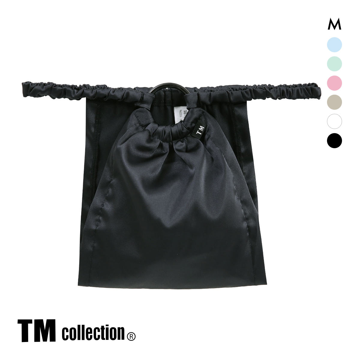 ティーエム コレクション Satin RING Beautiful 褌 ふんどし ハーフバック＆Tバック M セクシー メンズ 前とじ TM collection(BK-ブラック-M)