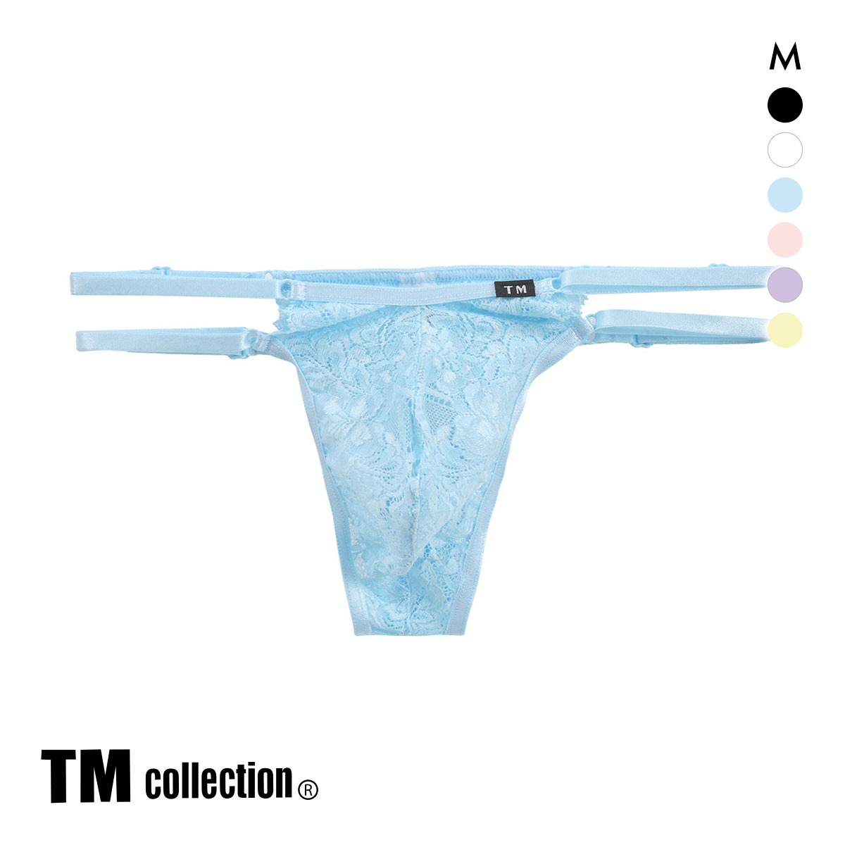 ティーエム コレクション レース×サイドストラップ  Tバック TM collection(SX-サックス-M)