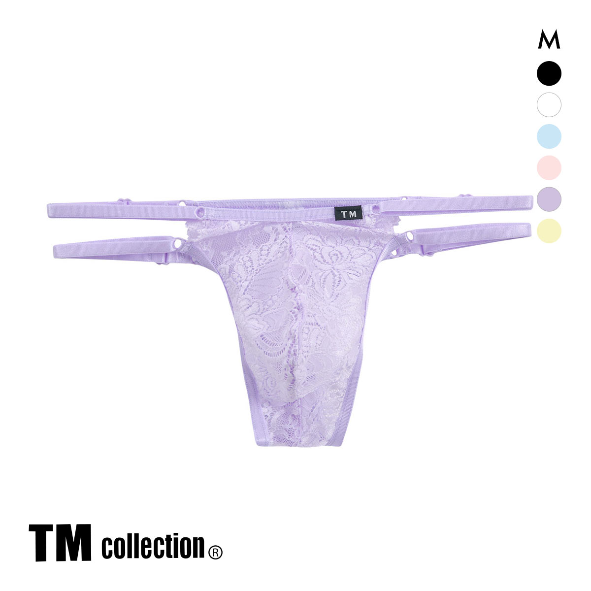 ティーエム コレクション レース×サイドストラップ  Tバック TM collection(PU-パープル-M)