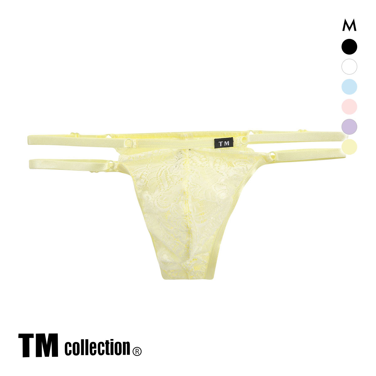ティーエム コレクション レース×サイドストラップ  Tバック TM collection(YE-イエロー-M)