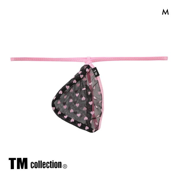 ティーエム コレクション ハート柄パワーネット フロントポーチ Gストリング M メンズ Tバック G-STRING ビキ二 TM collection
