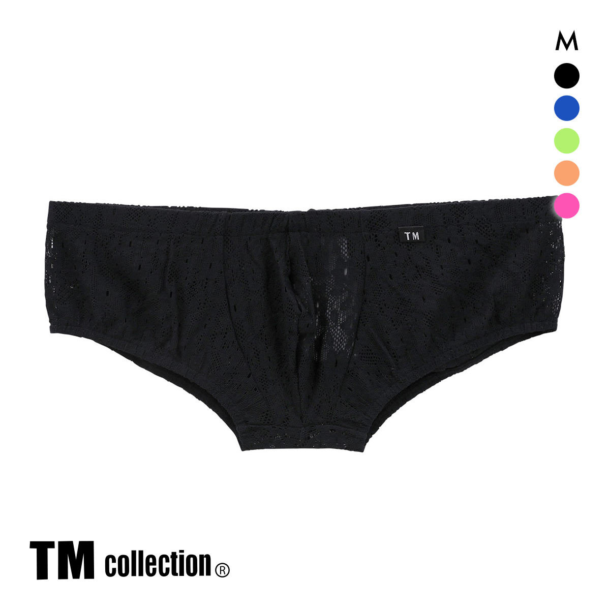 ティーエム コレクション Soft woolly lace ローライズ ボクサー ML 透け メンズ セクシー 前閉じ TM collection(BK-ブラック-M)