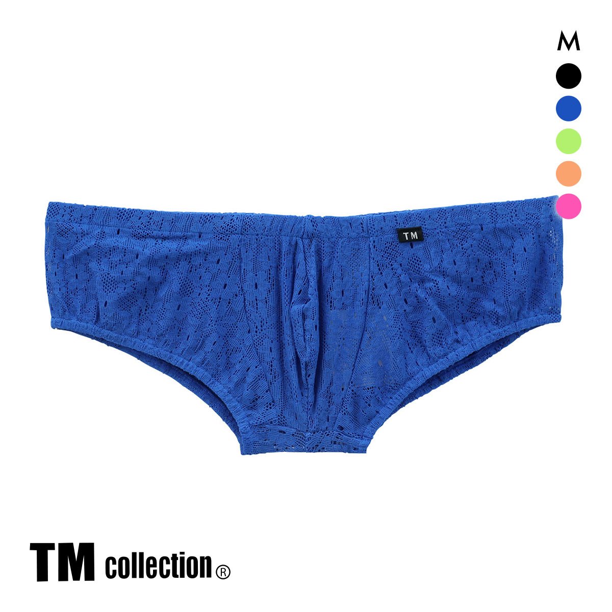 ティーエム コレクション Soft woolly lace ローライズ ボクサー ML 透け メンズ セクシー 前閉じ TM collection(BU-ブルー-M)