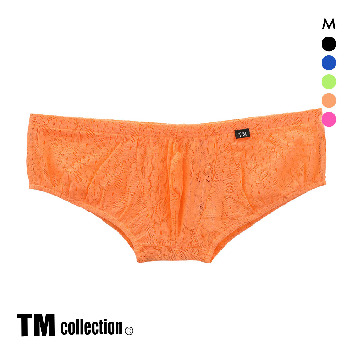 ティーエム コレクション Soft woolly lace ローライズ ボクサー ML 透け メンズ セクシー 前閉じ TM collection(OR-オレンジ-M)