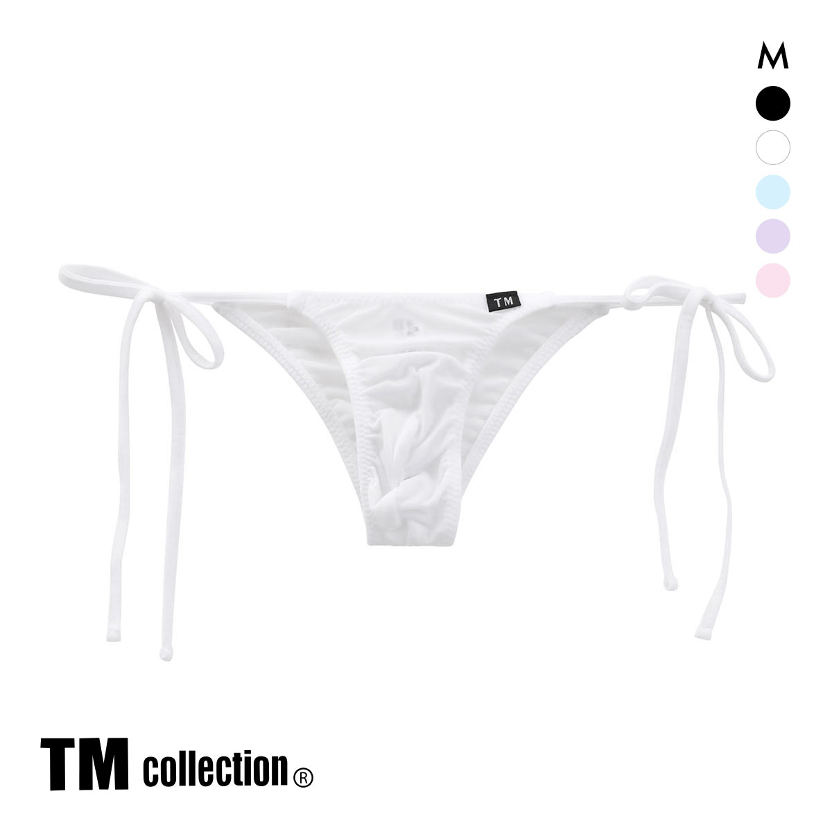 ティーエム コレクション T2M2 サイドリボン ハーフバック ML 透け メンズ ビキニ ブリーフ セクシー 前閉じ TM collection(WH-ホワイト-M)