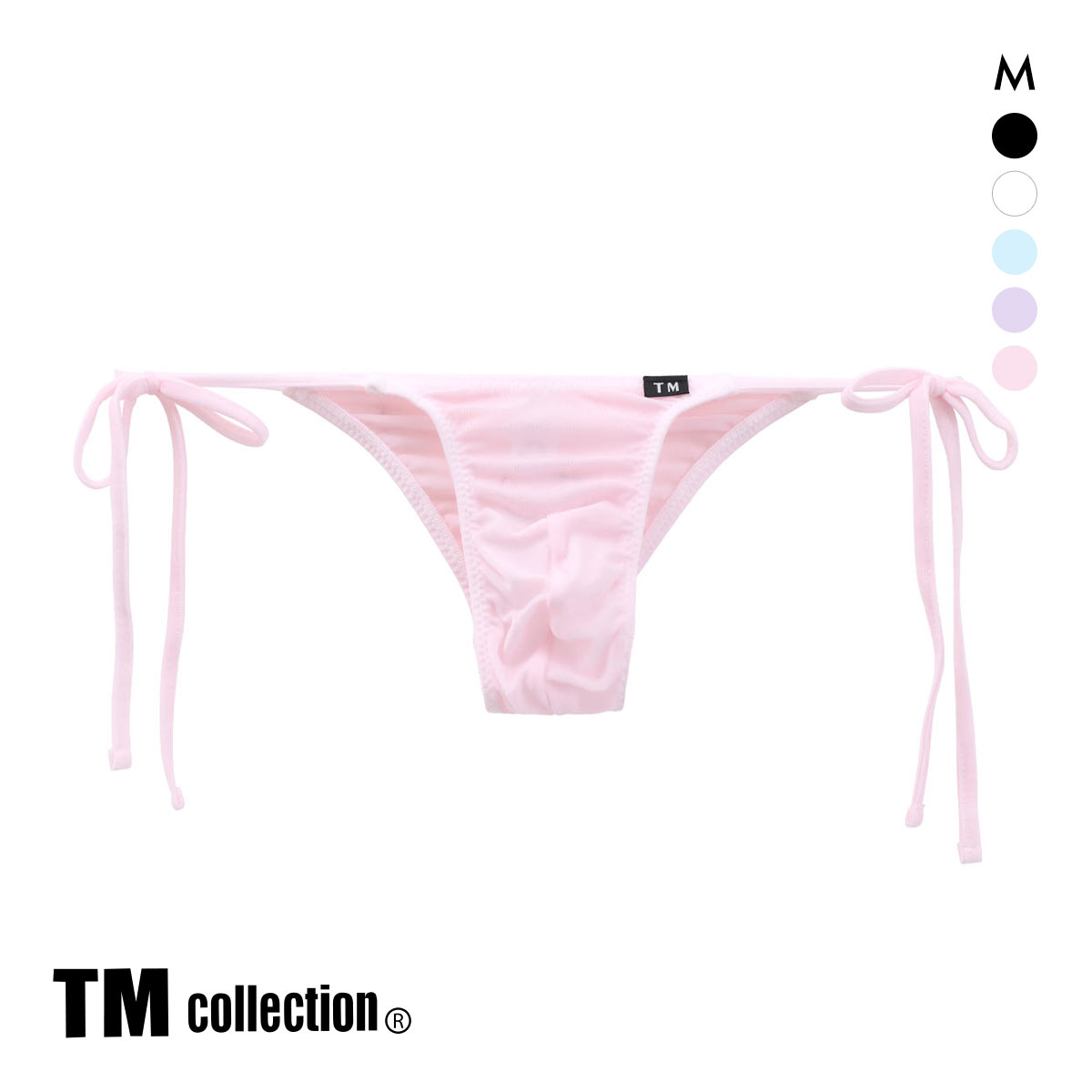 ティーエム コレクション T2M2 サイドリボン ハーフバック ML 透け メンズ ビキニ ブリーフ セクシー 前閉じ TM collection(PI-ピンク-M)