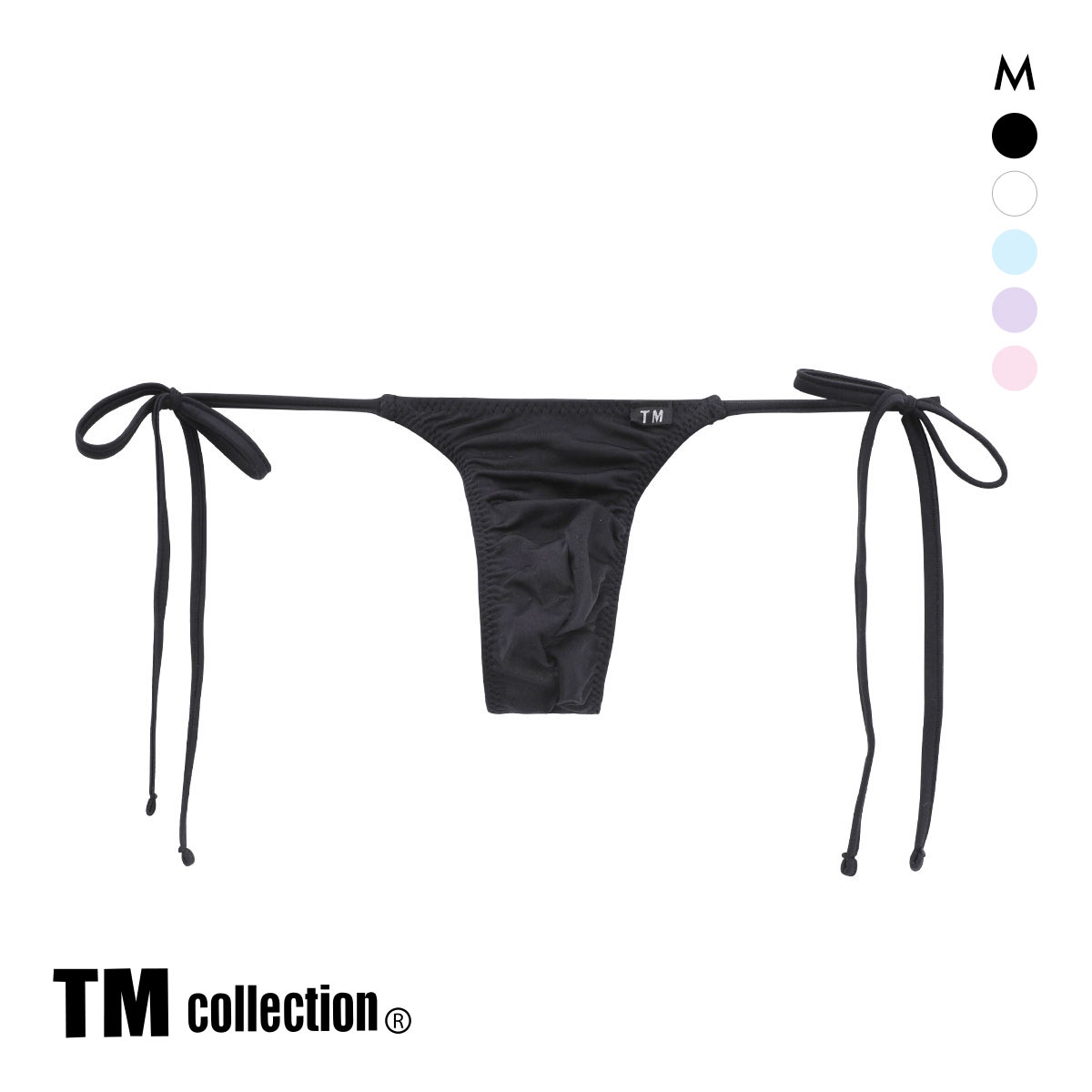 ティーエム コレクション T2M2 サイドリボン Tバック ML 透け メンズ  セクシー 前閉じ(BK-ブラック-M)