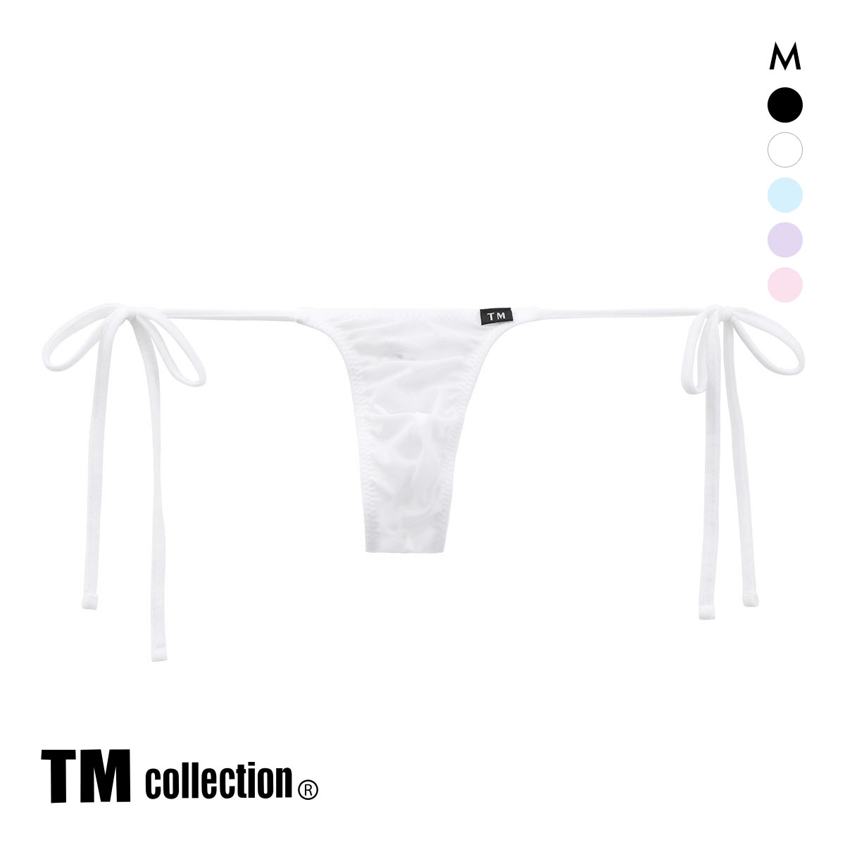 ティーエム コレクション T2M2 サイドリボン Tバック ML 透け メンズ  セクシー 前閉じ(WH-ホワイト-M)