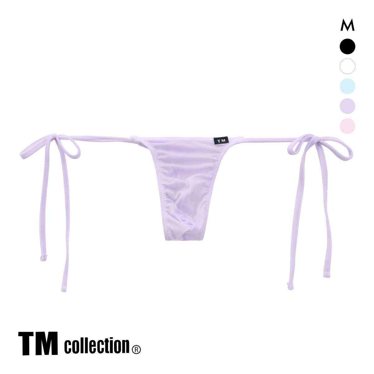 ティーエム コレクション T2M2 サイドリボン Tバック ML 透け メンズ  セクシー 前閉じ(PU-パープル-M)
