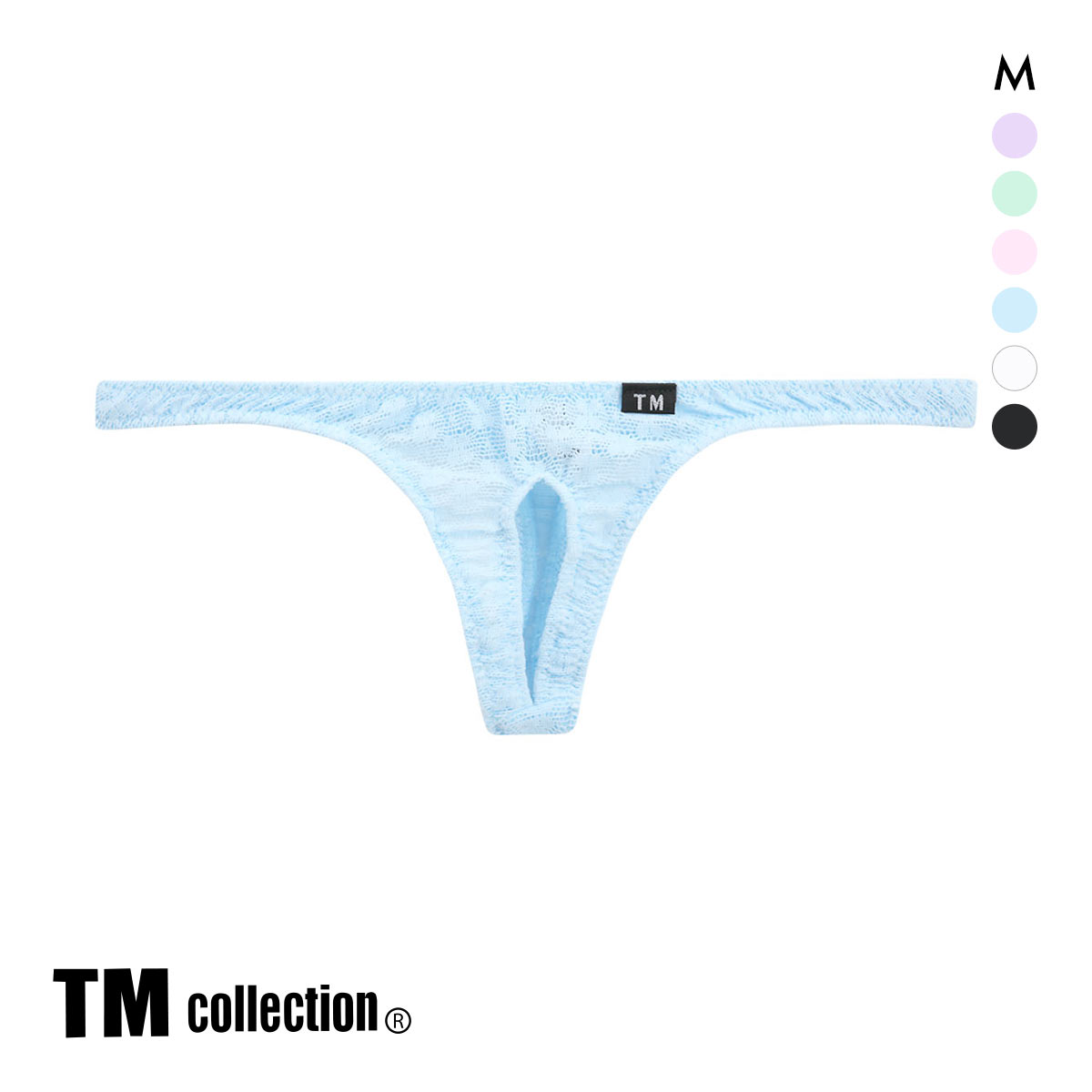 ティーエム コレクション レース フロントオープン Tバック セクシー メンズ TM collection(SX-サックス-M)