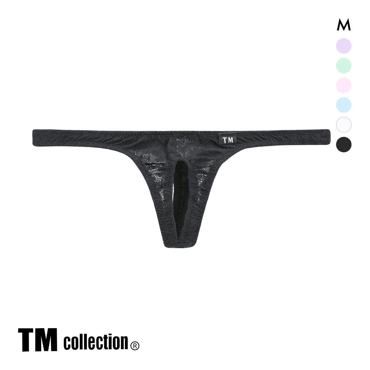 ティーエム コレクション レース フロントオープン Tバック セクシー メンズ TM collection(BK-ブラック-M)
