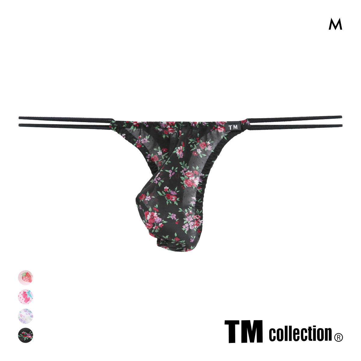 ティーエム コレクション ふんわりシフォン Wループ Tバック TM collection(BK-ブラック-M)