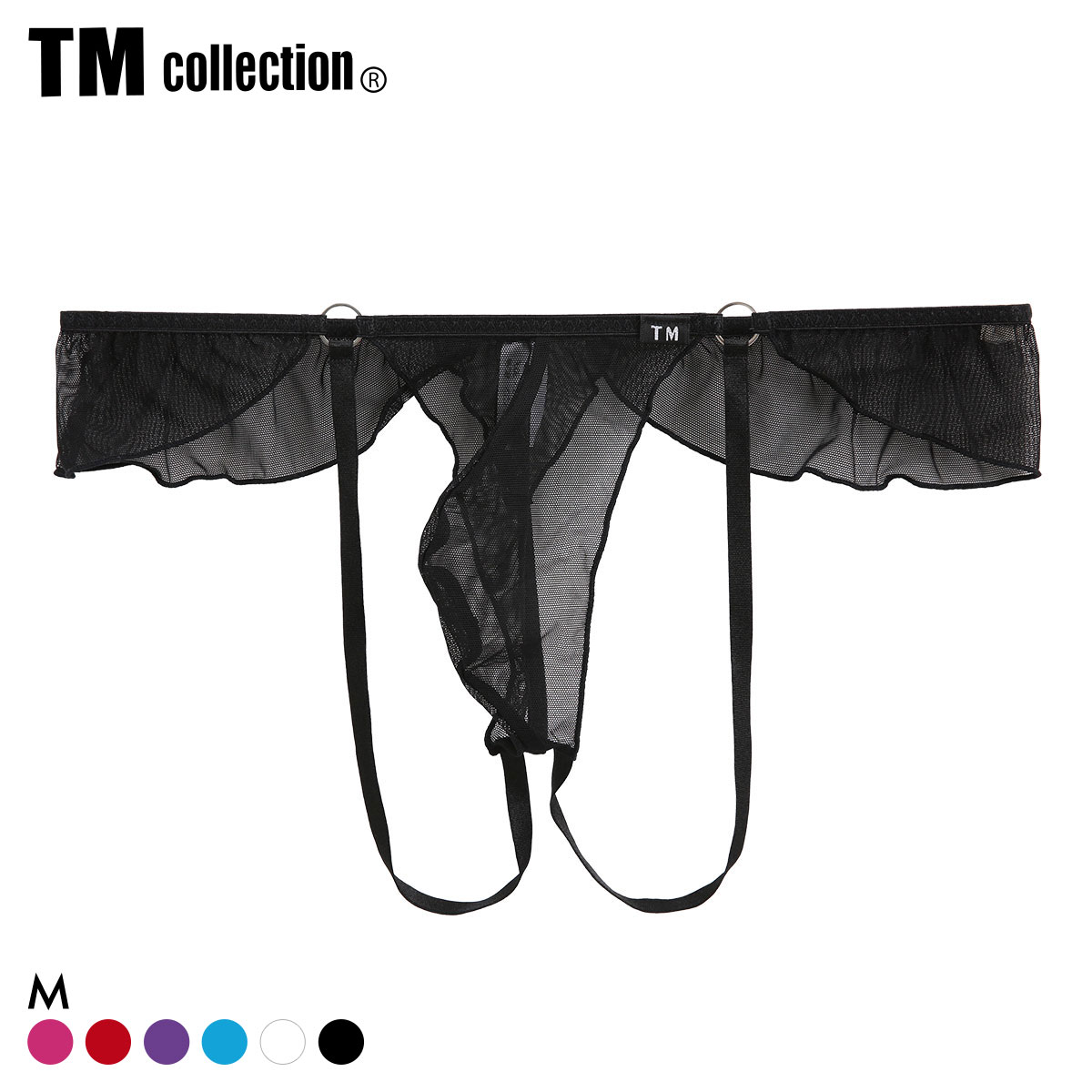 ティーエム コレクション Powernet×ストラップ バイク風 G-STRING TM collection(BK-ブラック-M)