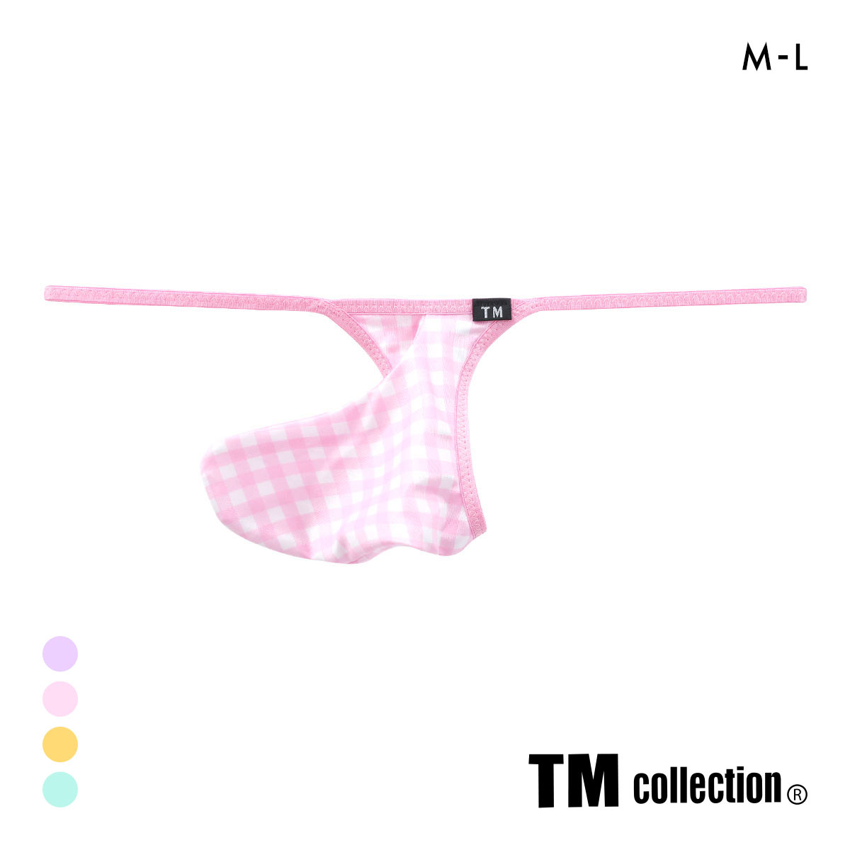 ティーエム コレクション YKS ギンガムチェック Sharp G-STRING メンズ Tバック Gストリング ビキ二 TM collection(PI-ピンク-M)