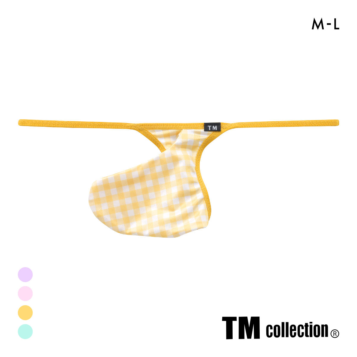 ティーエム コレクション YKS ギンガムチェック Sharp G-STRING メンズ Tバック Gストリング ビキ二 TM collection(YE-イエロー-M)
