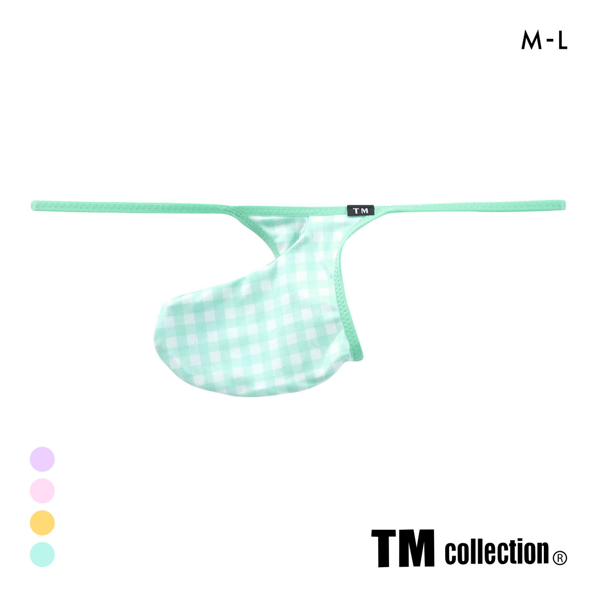 ティーエム コレクション YKS ギンガムチェック Sharp G-STRING メンズ Tバック Gストリング ビキ二 TM collection(LGR-薄グリーン-M)