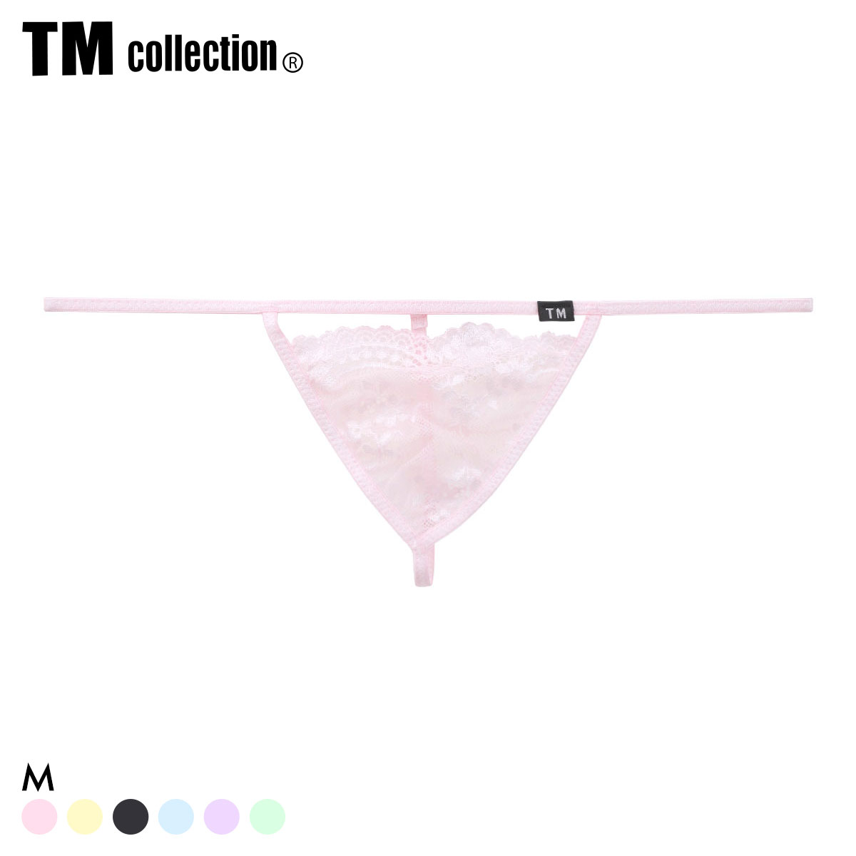 ティーエム コレクション Lace RISKY Triangle Cut G-STRING Gスト 透け 前閉じ メンズ ビキニ TM collection(PI-ピンク-M)