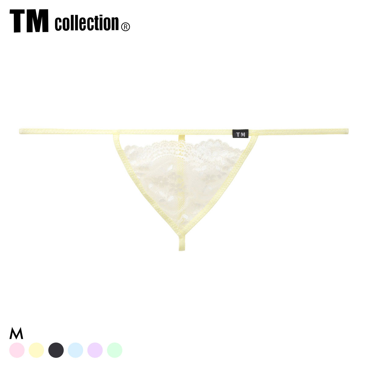 ティーエム コレクション Lace RISKY Triangle Cut G-STRING Gスト 透け 前閉じ メンズ ビキニ TM collection(YE-イエロー-M)